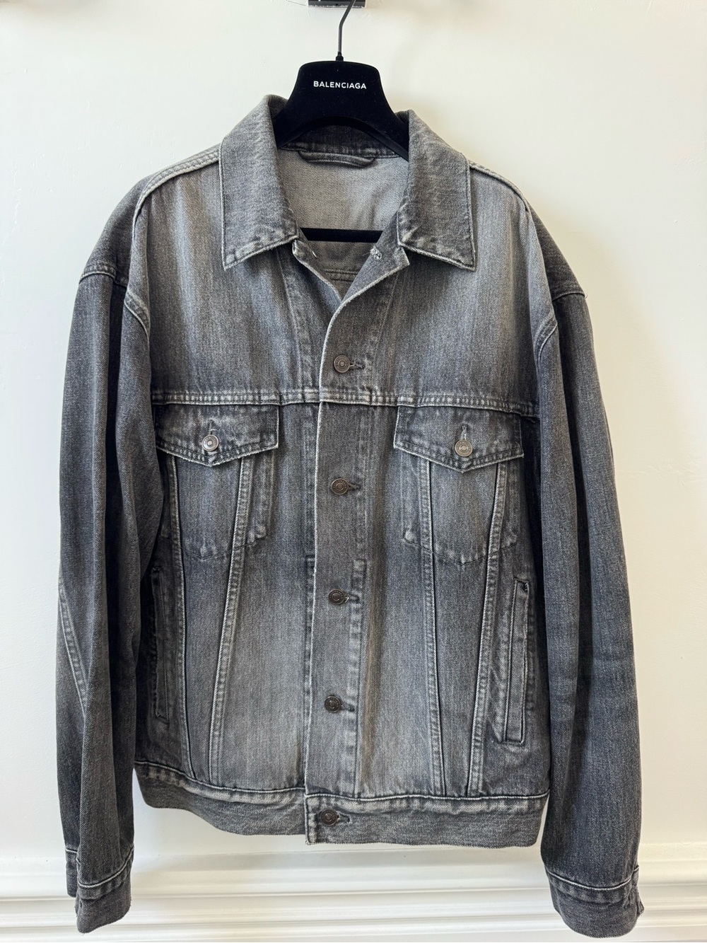 Balenciaga Men's Faded Gray Denim Jacket
